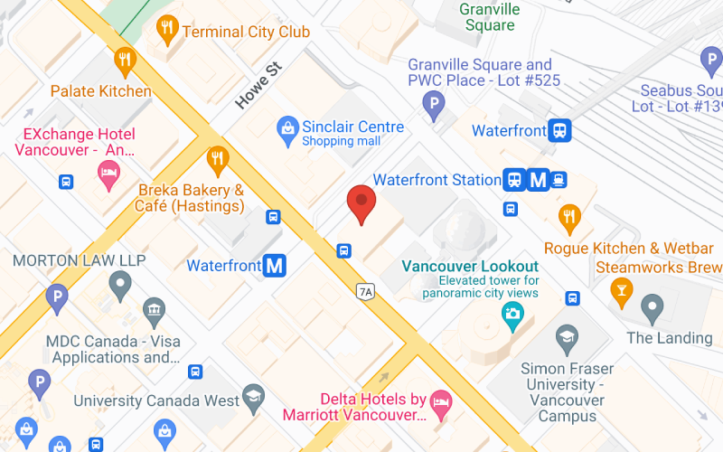 Google Map showing the Vancouver office location